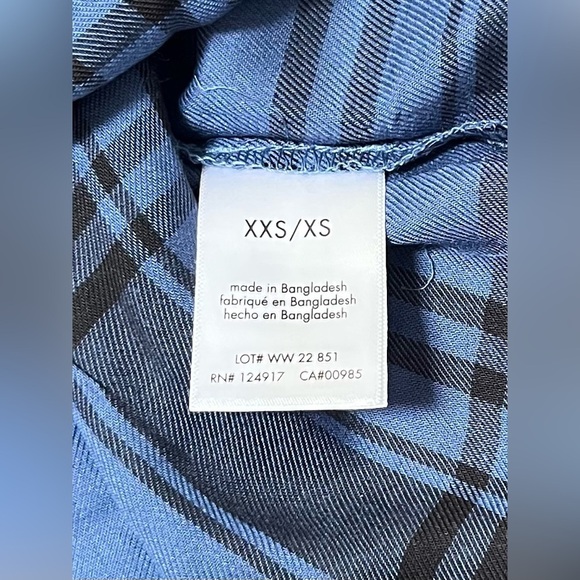 We Wore What Women's XXS/XS Boyfriend Plaid Button-Up Relaxed Shirt Blue/ Black - Picture 11 of 12